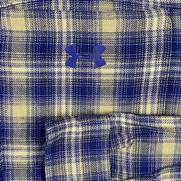 Under Armour Flannel Shirt Men's XL Blue Plaid Outdoors Cabincore Workwear - Picture 1 of 9